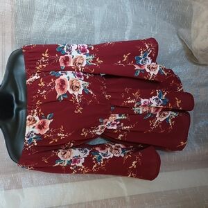 Off the shoulder red romper ❣️Burgundy, pink & blue Size L